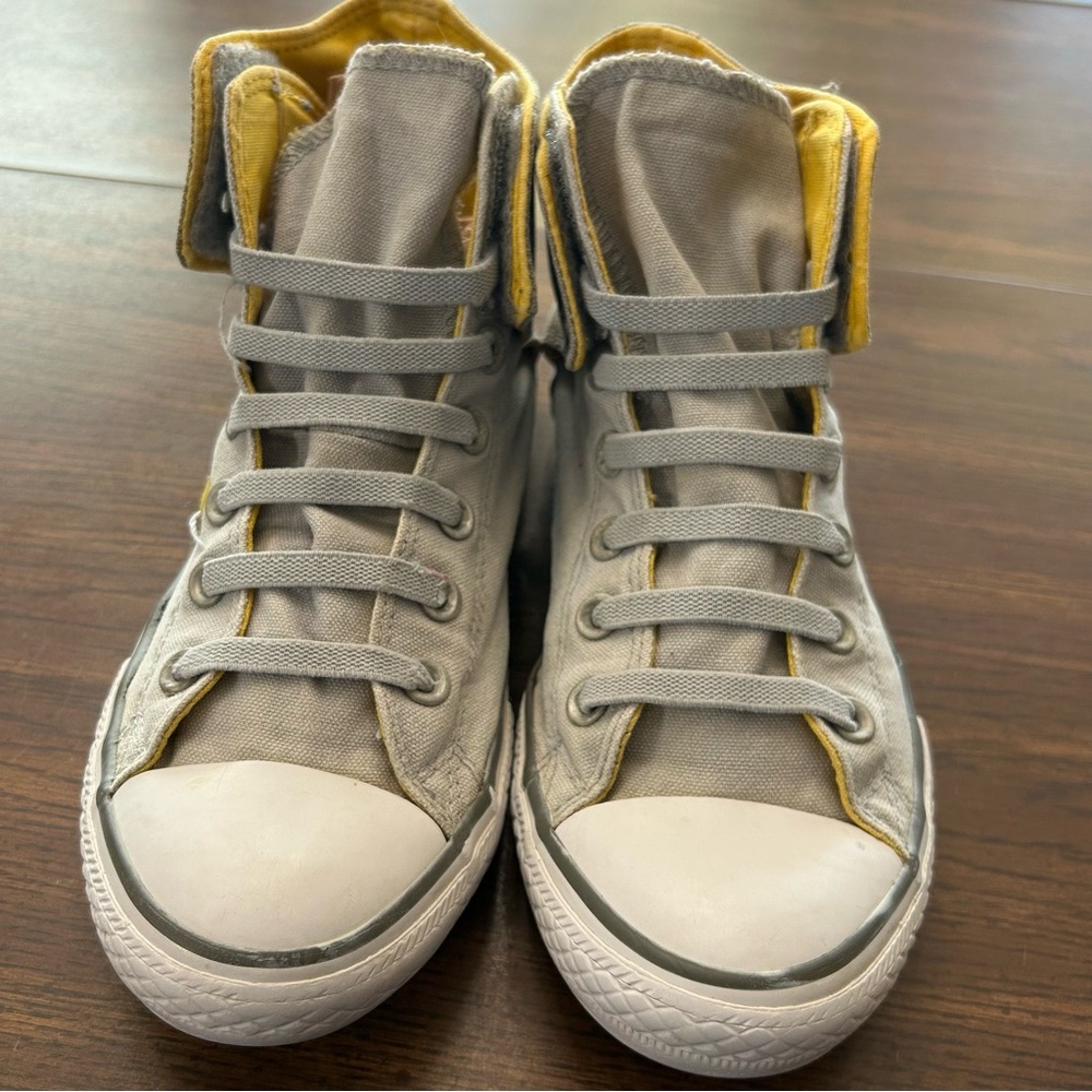 Converse‎ Gray and Yellow High-Top Sneakers Size 6.5 - Picture 13 of 16